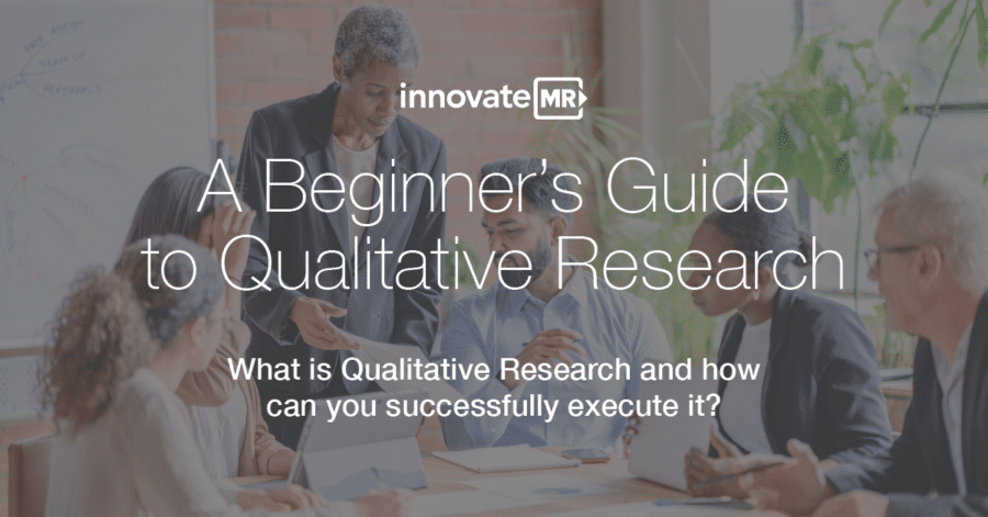 A group of people are engaged in a discussion at a table. Overlay text reads, "A Beginner's Guide to Qualitative Research: What is Qualitative Research and how can you successfully execute it?" Learn the essentials of qualitative market research and effective data collection techniques.